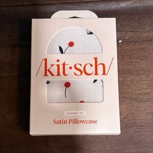 Kitsch Satin Pillowcase with Red and White Floral Pattern